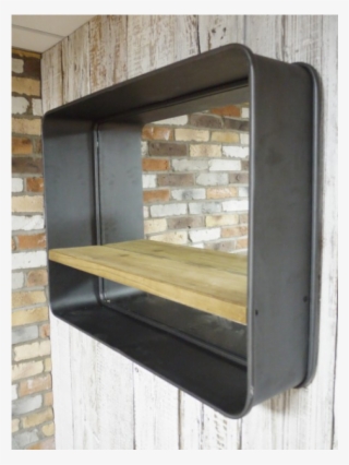 Industrial Style Mirror With Wooden Shelf - Mirror #6396832