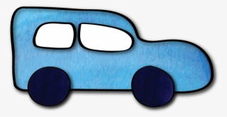 Blue Car - Cartoon #6398267