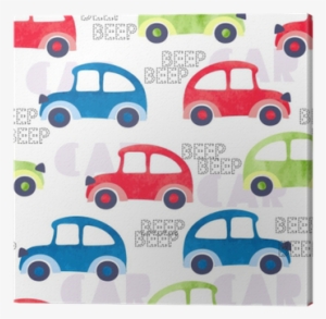 Seamless Pattern With Colorful Watercolor Cars - Watercolor Painting #641604