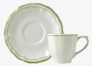 2 Tea Cup & Saucer - Gien Filet Vert Us Tea Cup & Saucer #642625
