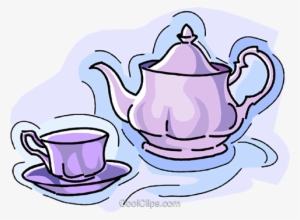 Teapot With Teacup Royalty Free Vector Clip Art Illustration - Tea Cup And Saucer Clipart #643106