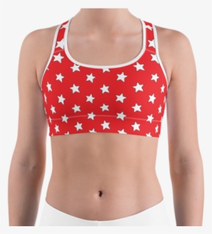 Red & White Stars Sports - Sports Bra #643178 Red & White Stars Sports - Sports Bra #643178