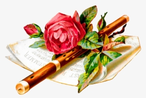 Flower Rose Music Flute Botanical Art Digital Image - Garden Roses #644026