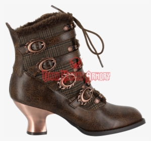Zoom - Victorian Ankle Bootie Bronze Chunky Heel Black Brown #645916