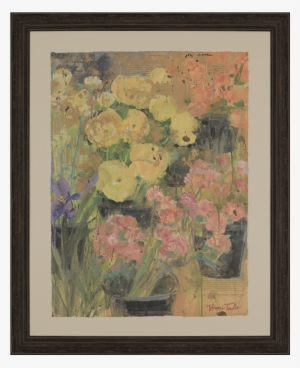 Spring Flower Pots - Spring Flower Pots Framed Art, 42"x52", Posters, Prints, #646719
