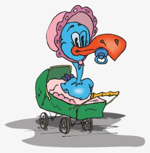 Baby, Cartoon, Bird, Bonnet, Pacifier, Carriage - Baby Bird With Pacifier #647558