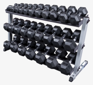 W/ Optional 3rd Tier And Rubber Dumbells - Body Solid 2 Tier Dumbbell Rack #648210