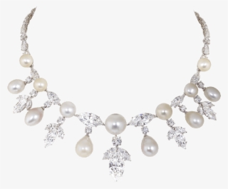 Natural Saltwater Pearl And Diamond Necklace - Necklace #6400860
