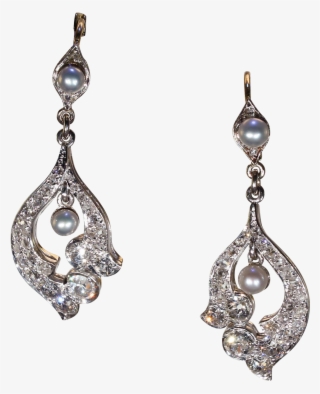 Antique Edwardian Diamond Pearl Earrings 18k Gold Platinum #6401308