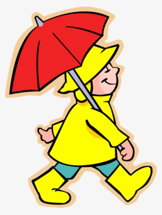 Vector Illustration Of Primary Or Elementary School - Desenho Menino Com Guarda Chuva #6404457