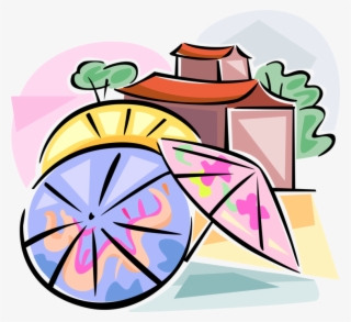 Vector Illustration Of Chinese Umbrella Or Parasol - Japanbargain S-2165 Japanese Chinese Umbrella Parasol #6404588