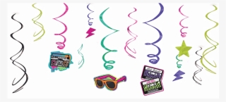 Totally 80s Foil Swirl Decorations "i Love The 80s" - Totally 80's Hanging Swirls #6405517