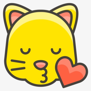 Kissing Cat Face Emoji - Yellow Cat Face Drawing #6406981