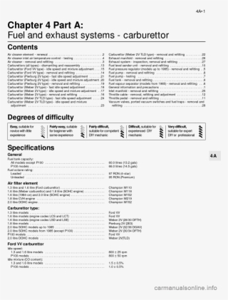 G Fuel And Exhaust Systems Carburettor Workshop Manual - Makeup Consultation Form Sample #6407716