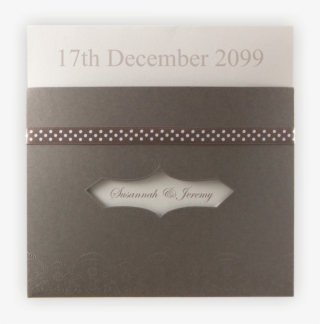 Creative Wedding Invitation Taupe Pocket And Ribbon - Label #6420591