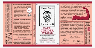 Night Shift Cape Codder Weisse Release Party Jan - Night Shift Beer Label #6420651