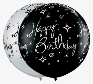 Birthday Sparkles & Swirls - 30" Black And Silver Happy Birthday Sparkles #6427807