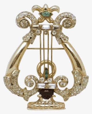 Rare 1947 Corocraft Coro Craft Sterling Lyre Harp Rhinestone - Corocraft #6429313