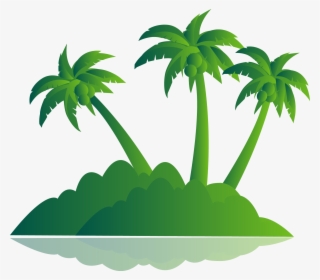 Picture Black And White Library Green Palm Tree Island - Vector Graphics #6429547