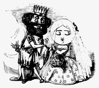 Line Art Black And White King Princess - Clip Art #6432834