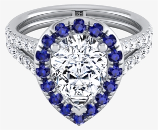 Pear Shape Engagement Ring With Sapphire-accented Halo #6437253