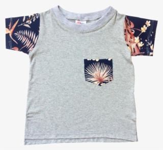 T-shirt, Camiseta Cinza Mescla Com Manga E Bolso Em - Shirt #6440654