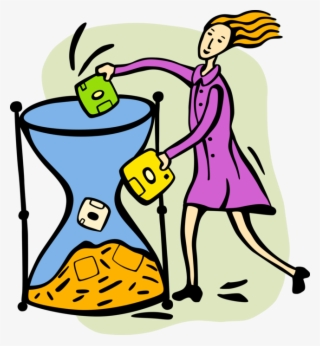 Vector Illustration Of Woman Putting Diskettes Into - Green #6450965