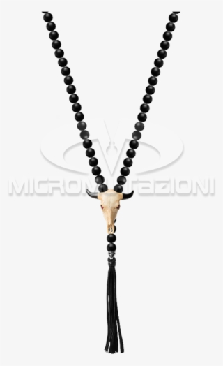 Matte Onyx Rosary Necklace W - Necklace #6454027