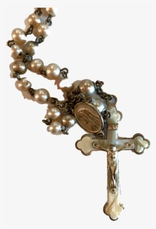 Religious Rosary 1961 Vintage Pearl Rosary - Christian Cross #6454171