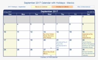 September 2017 Calendar With Mex Holidays - Spanish Holidays In July 2018 #6454290