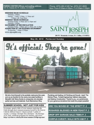 Bulletin Wins 2018 Lpi Best Bulletin Contest - Catholic Church #6454734