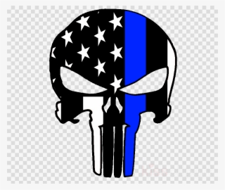 Download Thin Blue Line Punisher Clipart Punisher American - Punisher Skull With Blue Line #6457674