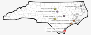 Significant Military Installations In North Carolina - North Carolina State Map Png #6477228