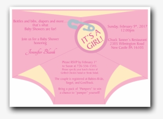 Diaper Shower Invitation Pink - Baby Shower Invitacion En Pañal #6485747