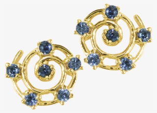 Shipton And Co Solid Gold Swirl Earrings With Blue - Earrings #6485959