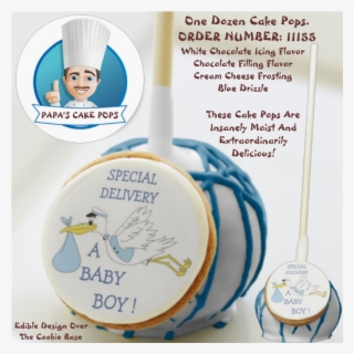 Double Delivery Twin Boys Cake Pop / White Chocolate - Baby #6486561