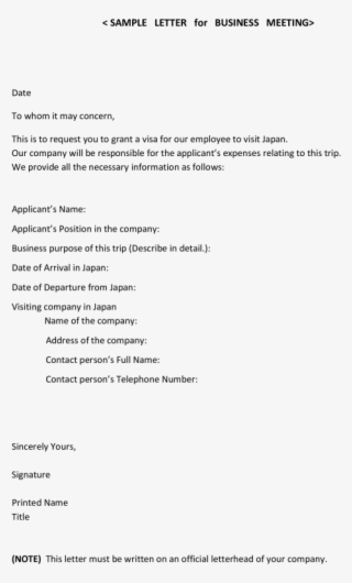 Sample Invitation Letter For Business Meeting Valid - Document #6487043