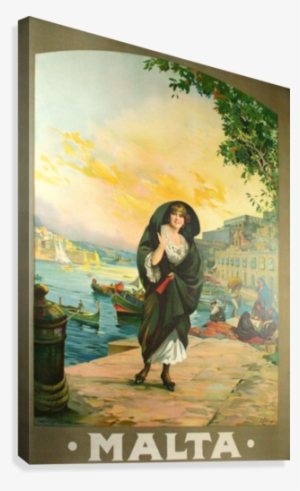 Original Travel Poster For Malta In 1900 Canvas Print - Allposters.de Giclée-druck: Malta, 61x46cm. #651441