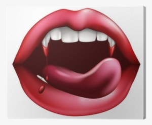 Vampire Licking Blood From Sharp Teeth Canvas Print - Licking #651442