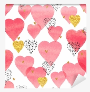 Red Watercolor Hearts Pattern - Watercolor Painting #655122