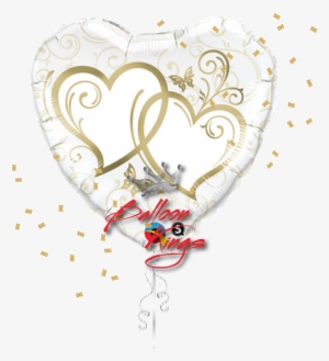 Large Entwined Gold Hearts - Qualatex 18 Inch Heart Foil Balloon - Entwined Hearts #655735