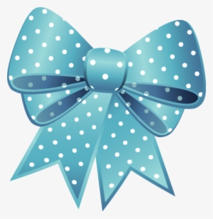 Blue Dotted Easter Egg With Pink Bow Png Clipart - Ribbon Vector #655919