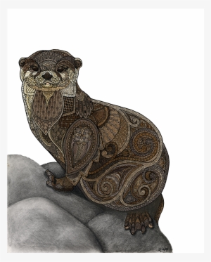 An Otter Probably On His Way To Go Play On A Slide - Zentangle Animals Otter #657682