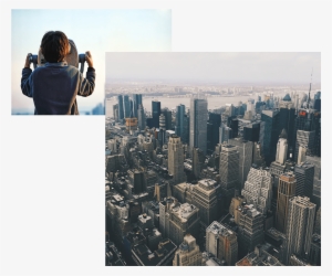 New York Skyline And Boy Looking Out To Nyc - New York City #658933
