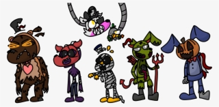 Drew A Bunch Of Fnaf Characters In Costumes For Halloween #6502320