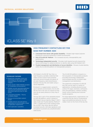 Iclass Se Keyfob Ii Datasheet #6516032