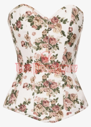 Refined Old Rose Print Overbust Corset #6550271