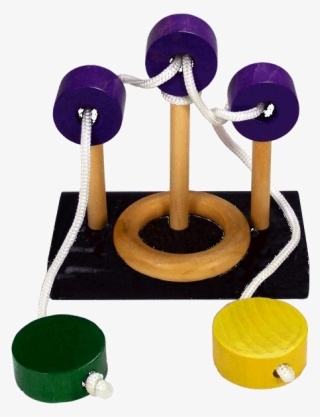 Triple Post Wood And Rope Disentanglement Puzzle With #6555138