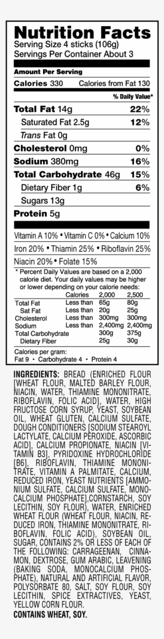 View Nutrition Facts #6567773
