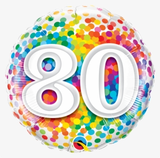 Rainbow Confetti 80th Bday 18" Foil Balloon #6585494